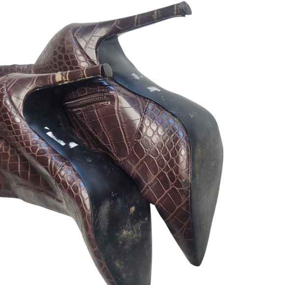 Guess Los Angeles Brown Crocodile Print Bonis Boot Shoe Size 8.5M - Picture 5 of 7